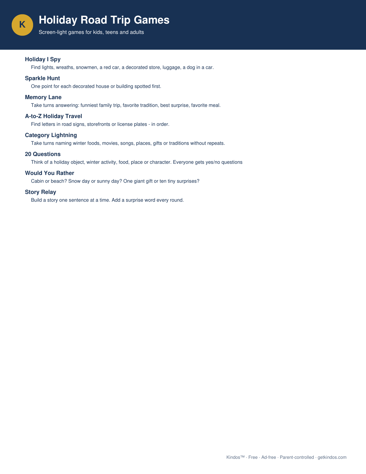 Preview of Holiday Road Trip Games & Scavenger Hunt